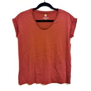 C&C California Pima Cotton Scoop Neck Short Sleeved Tee Rust XS Small